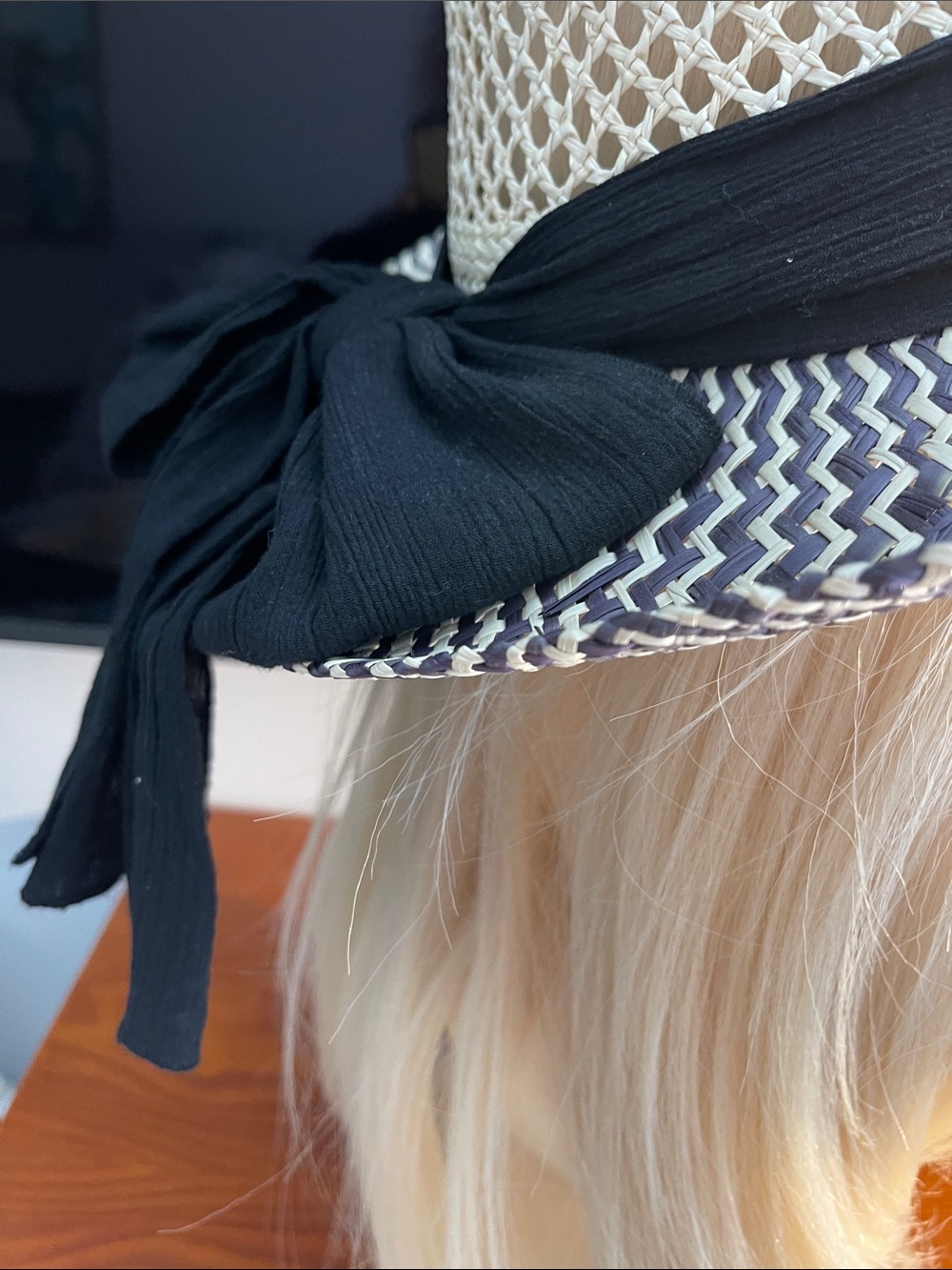 Women’s Wide-Brim Straw Hat with Black Band - Neutral By Scala - Picture 4 of 10